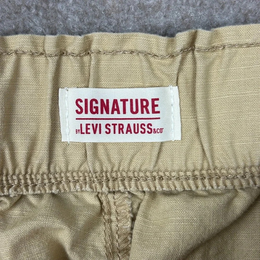 Levi Strauss & Co Shorts Womens Large Khaki Cotton Elastic Waist Pull On Classic